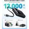 INIU 45W Portable Charger, Smallest 20000mAh Power Bank with Build in USB-C Cable, Fast Charging USB C in&Out Battery Pack, Travel Phone Charger for iPhone 17 16 15 Air Samsung S25 S24 Google, Green(Black)