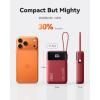 INIU 45W Portable Charger, Smallest 20000mAh Power Bank with Build in USB-C Cable, Fast Charging USB C in&Out Battery Pack, Travel Phone Charger for iPhone 17 16 15 Air Samsung S25 S24 Google, Green(Red)