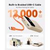 INIU 45W Portable Charger, Smallest 20000mAh Power Bank with Build in USB-C Cable, Fast Charging USB C in&Out Battery Pack, Travel Phone Charger for iPhone 17 16 15 Air Samsung S25 S24 Google, Green(Beige)