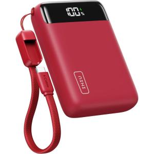 INIU Portable Charger, Smallest 22.5W 20000mAh USB C in & Out Power Bank Fast Charging, PD 3.0+QC 4.0 LED Display Phone Battery Pack Compatible with iPhone 17 16 15 14 Pro Samsung S24 Google, Beige(Red)